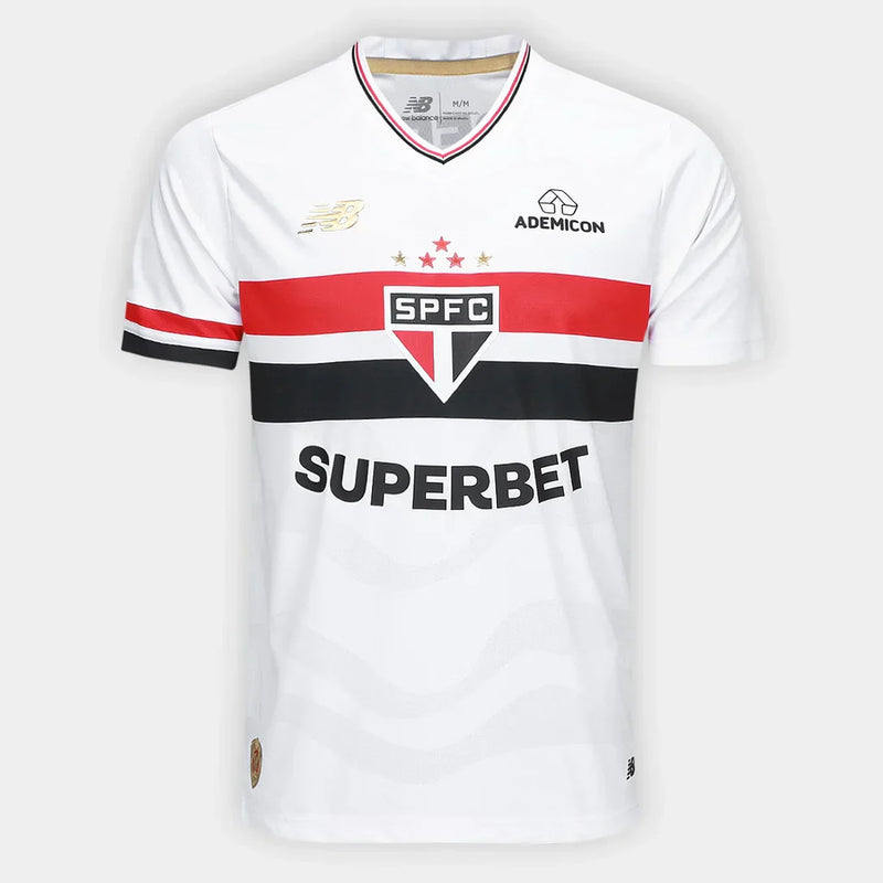 Camiseta local New Balance Sao Paulo 25/26 para hombre - Blanco y rojo 