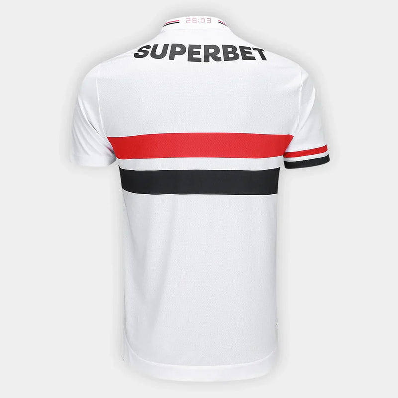Camiseta local New Balance Sao Paulo 25/26 para hombre - Blanco y rojo 