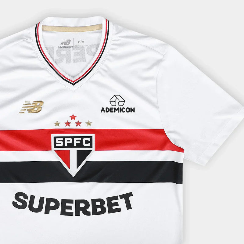 Camiseta local New Balance Sao Paulo 25/26 para hombre - Blanco y rojo 