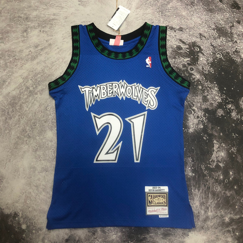 Camiseta sin mangas Mitchell &amp; Ness de visitante de Minnesota Timberwolves 03/04